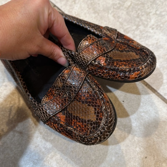 Fairmount Paris Brown Snake Leather Round Driver Moccasin Loafers 5.5 - Picture 3 of 8